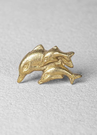 Dolphin Fish Shape Brass Metallic Knob