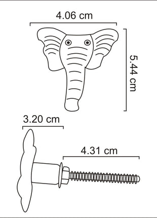 Elephant Shape Antique Brass Metallic Knob