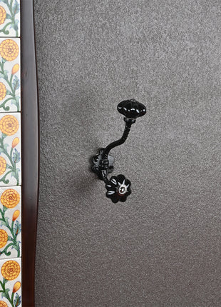 Antique Metal Wall Hook With Black Ceramic Knob