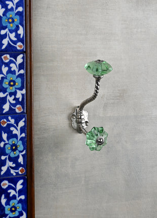 Unique Metal Wall Hanger With Green Glass Knob