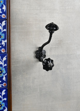 Decorative Metal Wall Hanger With Black Glass Knob