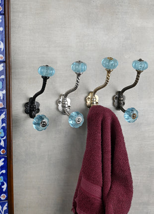 Unique Metal Wall Hanger With Turquoise Glass Knob
