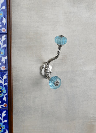 Unique Metal Wall Hanger With Turquoise Glass Knob