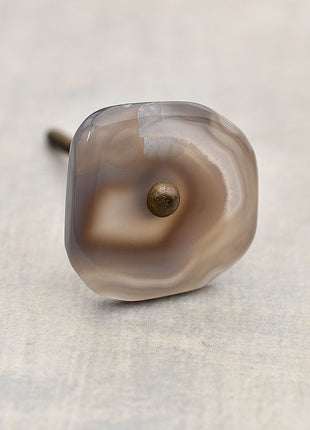 Agate Natural Brown Grey Shade Gemstone Cabinet Knob