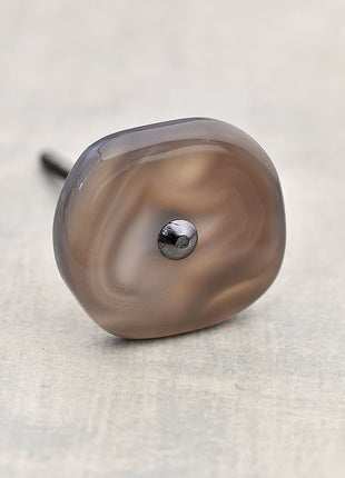 Agate Natural Brown Grey Shade Gemstone Cabinet Knob