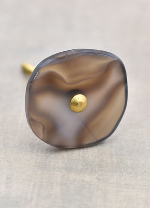 Agate Natural Brown Grey Shade Gemstone Cabinet Knob