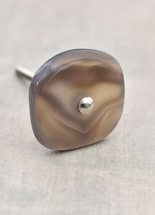 Agate Natural Brown Grey Shade Gemstone Cabinet Knob