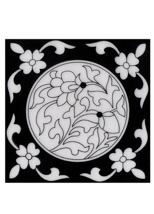 Decorative Black and White Screen Printed Tile 6x6 inch