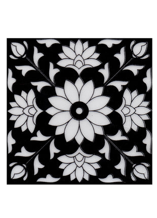 Black and White Screen Printed Wall Tile 6x6 inch