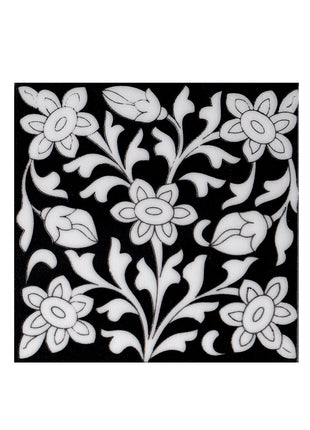 Beautiful Black and White Screen Printed Floor Tile 6x6 inch