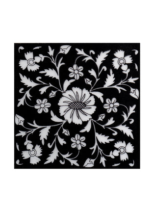 Patterned Black and White Screen Printed Tile 6x6 inch