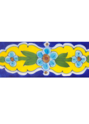 Turquoise,Brown flower Green leaf with Blue base Tile.