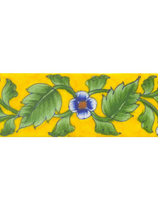 Blue saiding flower and Lime Green leaf with Yellow base Tile
