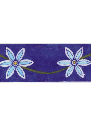 Turquoise and White Flowers and with Blue Base Tile
