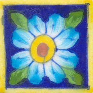 Blue Piastrelle with turquoise flower
