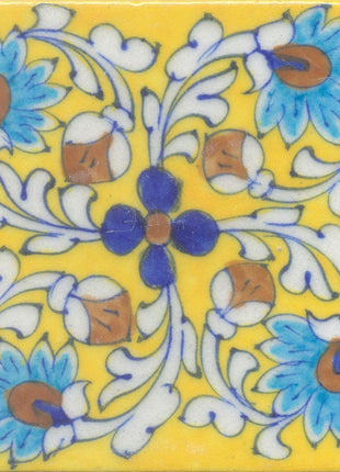 Turquoise Flower amd Yellow Tile