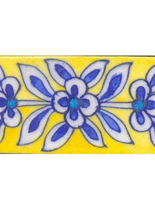 Blue & white flower on yellow Tile (2x4-BPT09)