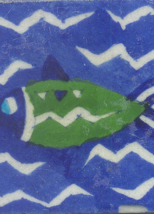 Green and Blue Fish with Blue Base Tile