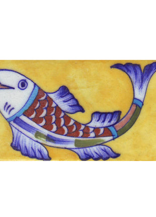 Brown,Blue and Green fish with Yellow Base Tile