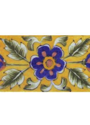 Blue Flowers on Yellow Base Tile