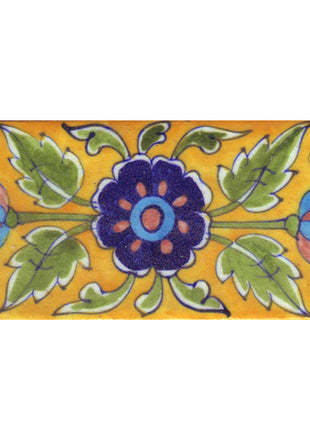 Flower Design on Yellow Base Tile