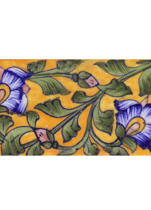 Blue Shading Flower and Green Shading Leaf with Yellow Base Tile4