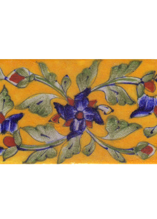 Blue and Brown Flowers and Green Shading leaf with Yellow Base Tile3