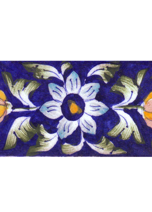Blue and Yellow Flower and Green Shading leaf with Blue Base Tile5