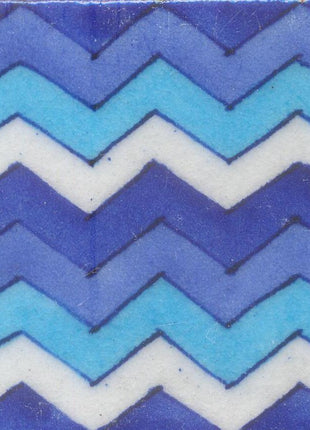 Blue,Light Blue,Turquoise and White Zig-Zag Tile