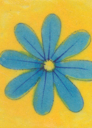Turquoise Flower and Yellow Base Tile