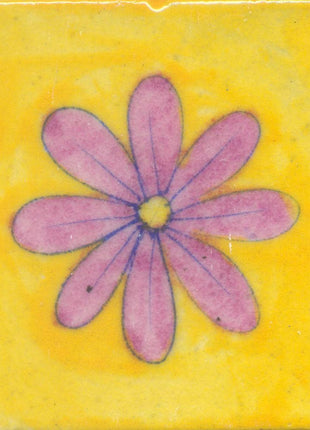 Pink Flower and Yellow Base Tile