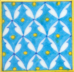 White leaf and yellow dots with Turquoise Base Tile
