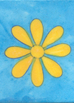 Yellow Flower and Turquoise Base Tile