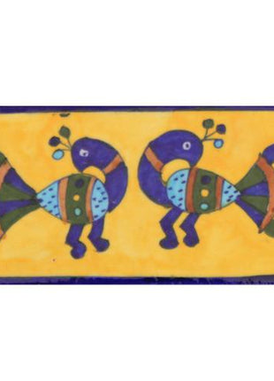 Two Peacock with Yellow Base Tile