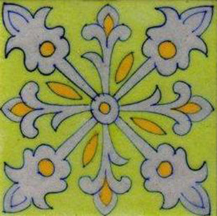 White and Yellow Design with Lime Green Base Tile
