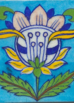 Turq. Base Flower Designed Tile