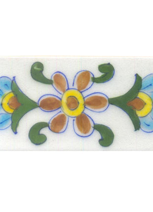 Turquoise, Yellow, Brown and Green leaf with White Base плитка