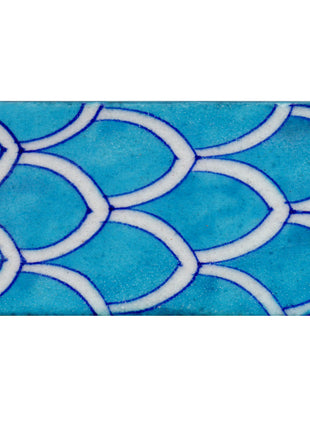 White Pattern On Turquoise Base Tile
