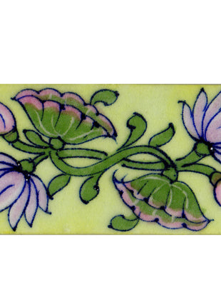 Pink Lotus Flowers With Green Leaves On Light Green Tile