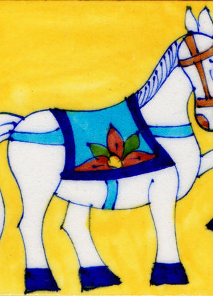 Horse Design Yellow Furniture Blue Pottery Tile