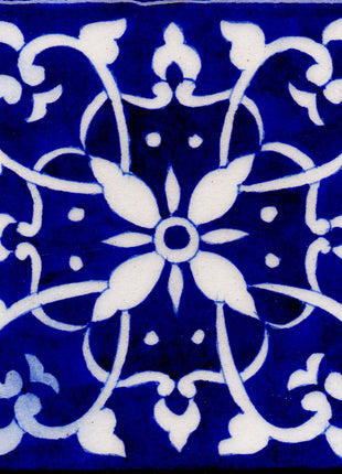 Handpainted Blue Floral Kitchen Backsplash Tile