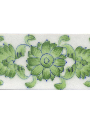 Lime Green Flower and leaf with White Base Tile