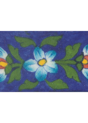 Turquoise Flowers on Blue Base Tile