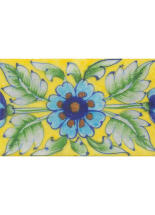 Turquoise Flower on Yellow Base Tile