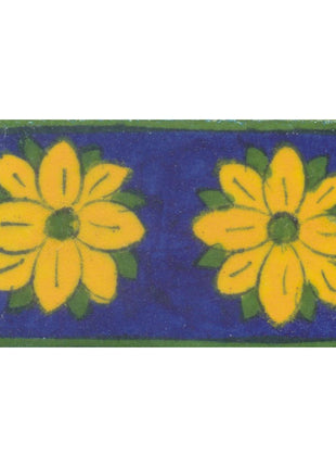 Yellow and Green Flowers with Blue Base Tile
