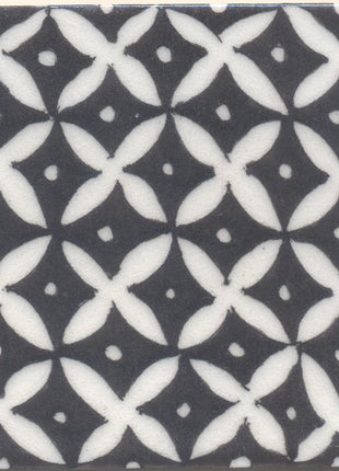 White flower and Black base Tile