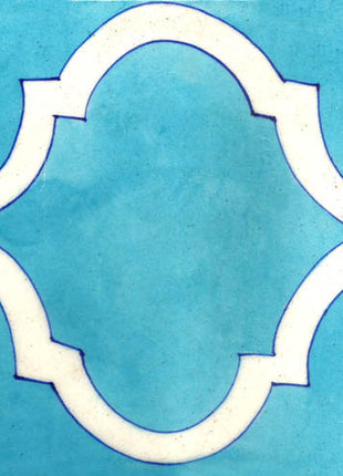 White design On Turquoise Base Piastrelle