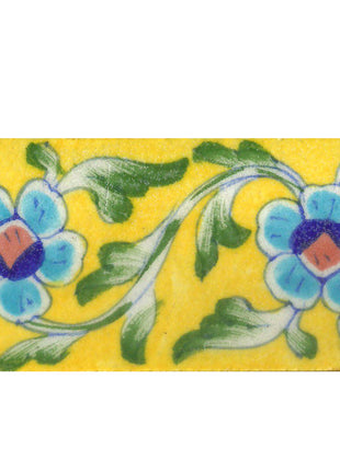 Two Turquoise Flowers On Yellow Base Tile