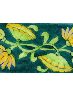 Lotus Flowers With Green Leaves Design On Green Base tile