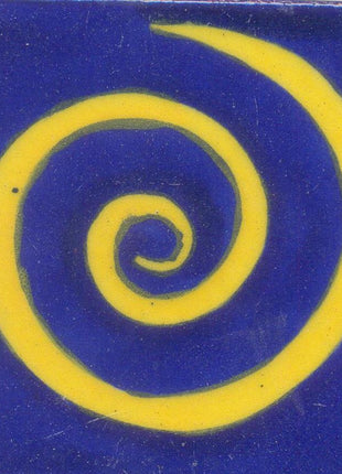 Yellow Swirl with Blue Base Tile